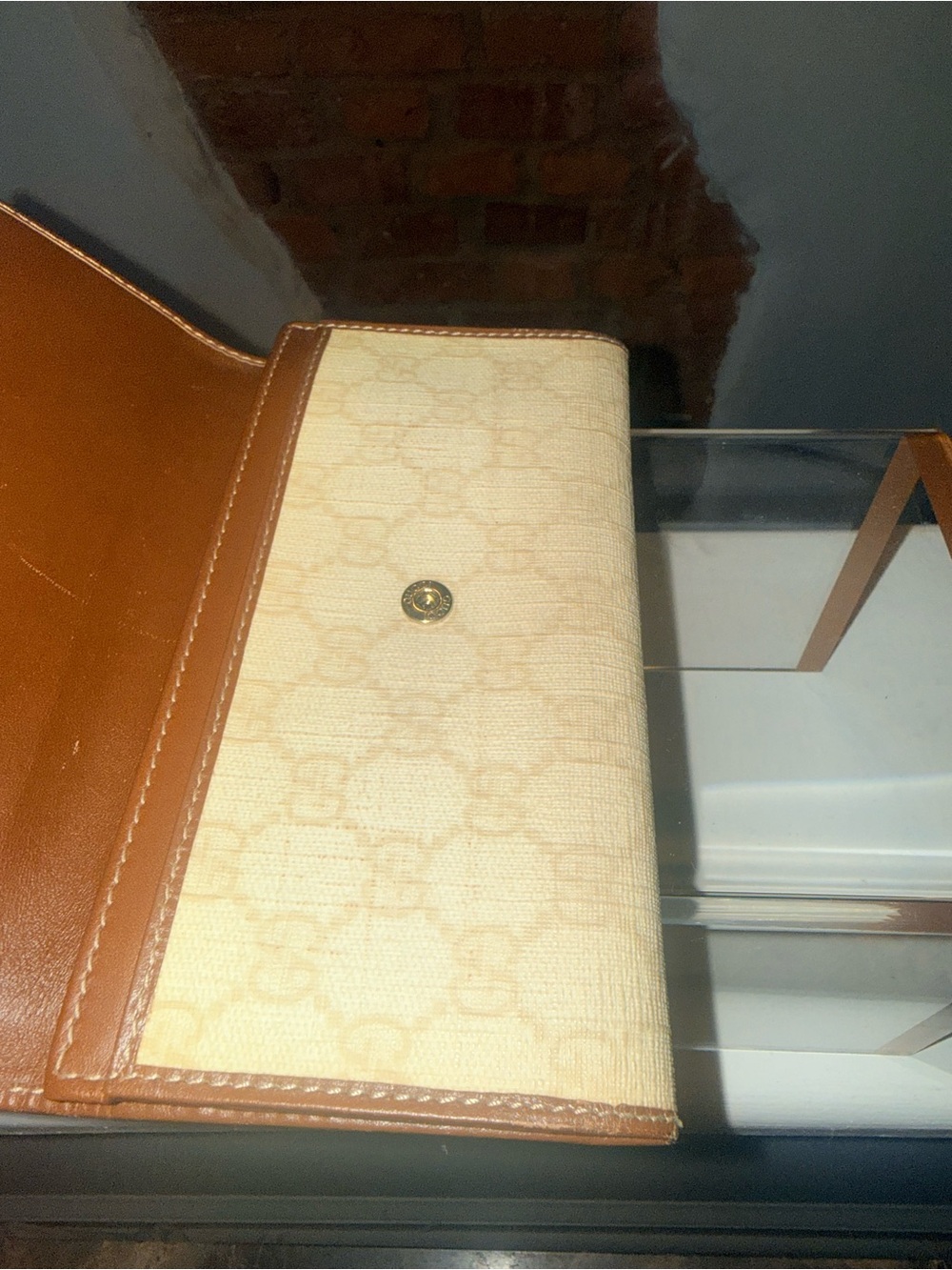Gucci Vintage Rare Ivory GG Supreme Canvas Continental Wallet Brown Logo Plaque - Picture 8 of 10